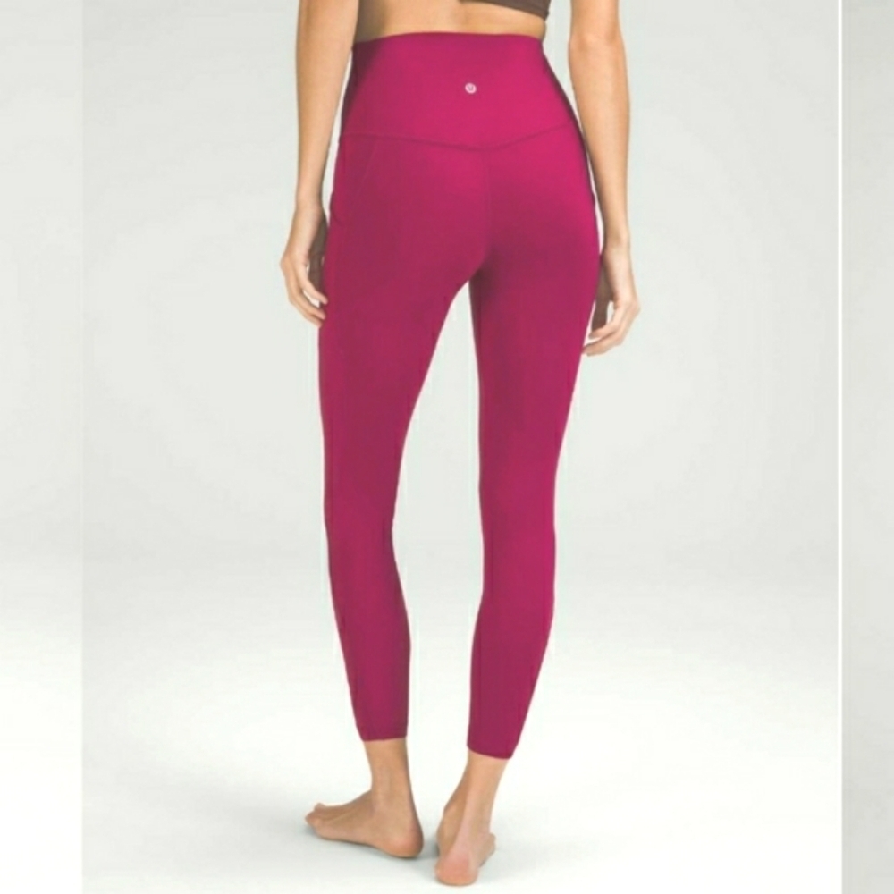 NWOT Lululemon Align High-Rise Pant. Crop. Pockets. Pink, "Pomegranate". Size 4.